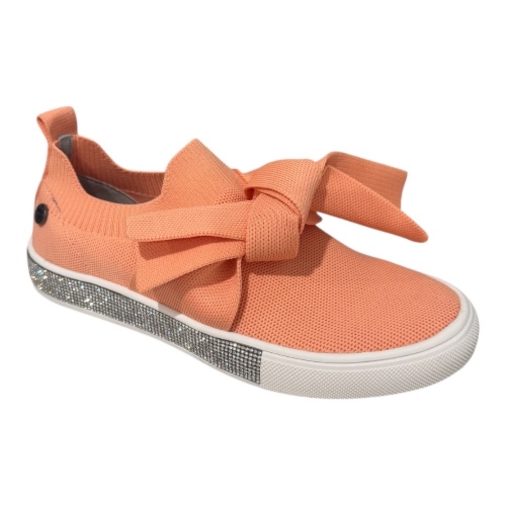Bernie Mev Spark Serenity Coral Slip-On Sneakers Rhinestone Sole Comfort - NWB